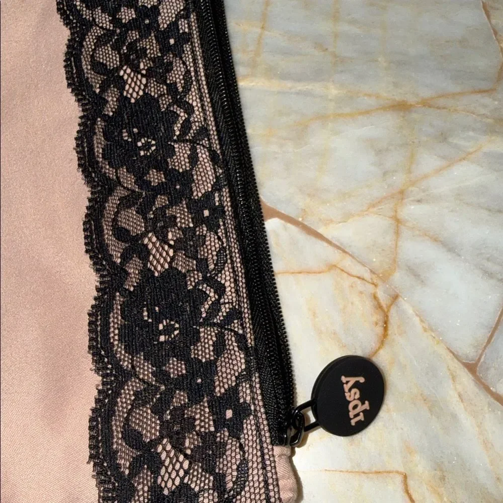 Elegant Lace Trimmed Clutch in Pink